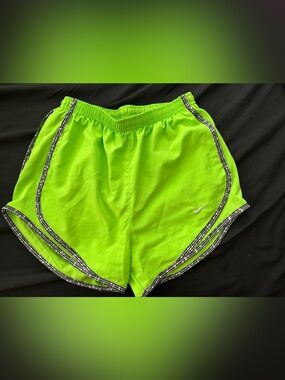 Nike Neon Lime Green Athletic Shorts with Black-Trim Accents